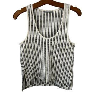 Zara Tank Top Size Small Collection Striped Pocket Tank Top Cotton Black White